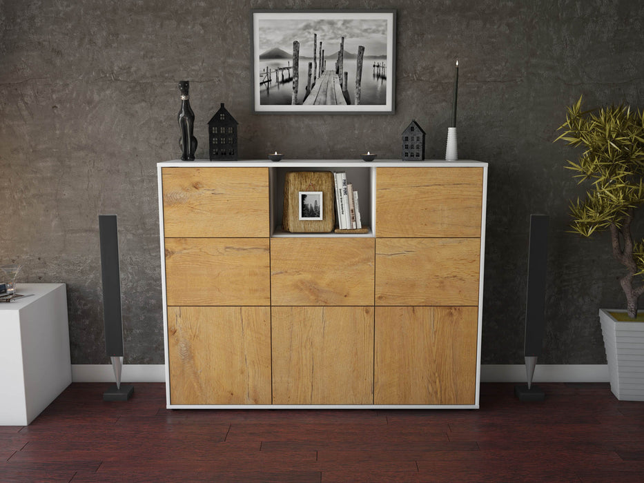 Highboard Simona, Eiche Front (136x108x35cm) - Stil.Zeit Möbel GmbH