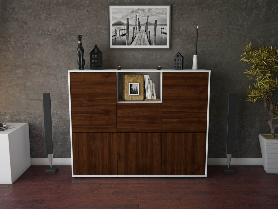 Highboard Simona, Walnuss Front (136x108x35cm) - Stil.Zeit Möbel GmbH