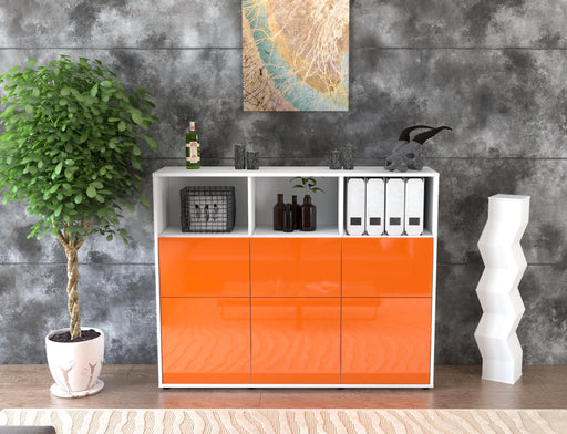 Highboard Sina, Orange Front (136x108x35cm) - Stil.Zeit Möbel GmbH