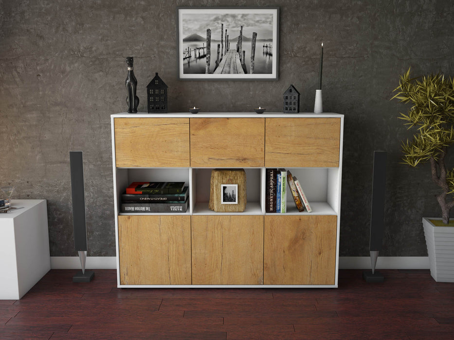 Highboard Sira, Eiche Front (136x108x35cm) - Stil.Zeit Möbel GmbH