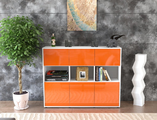 Highboard Sira, Orange Front (136x108x35cm) - Stil.Zeit Möbel GmbH