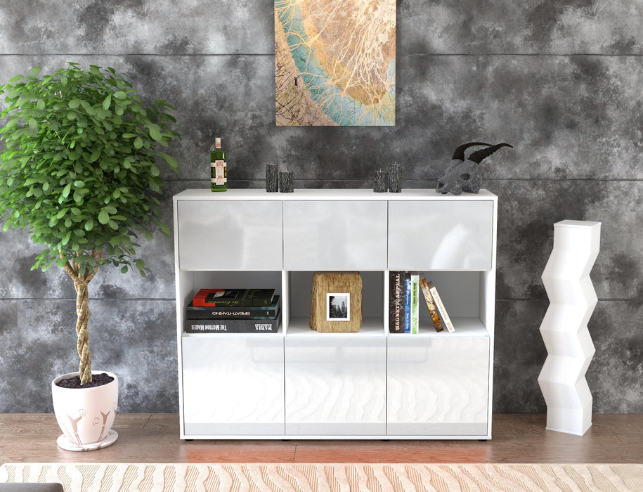 Highboard Sira, Weiß Front (136x108x35cm) - Stil.Zeit Möbel GmbH