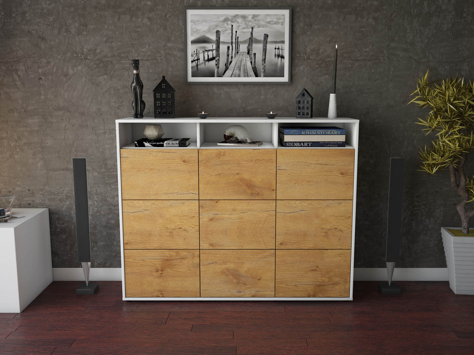 Highboard Sofia, Eiche Front (136x108x35cm) - Stil.Zeit Möbel GmbH