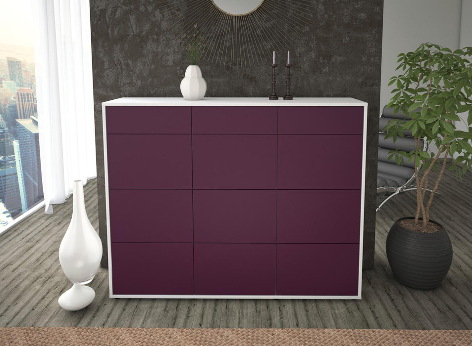 Highboard Stefanie, Lila Front (136x108x35cm) - Stil.Zeit Möbel GmbH