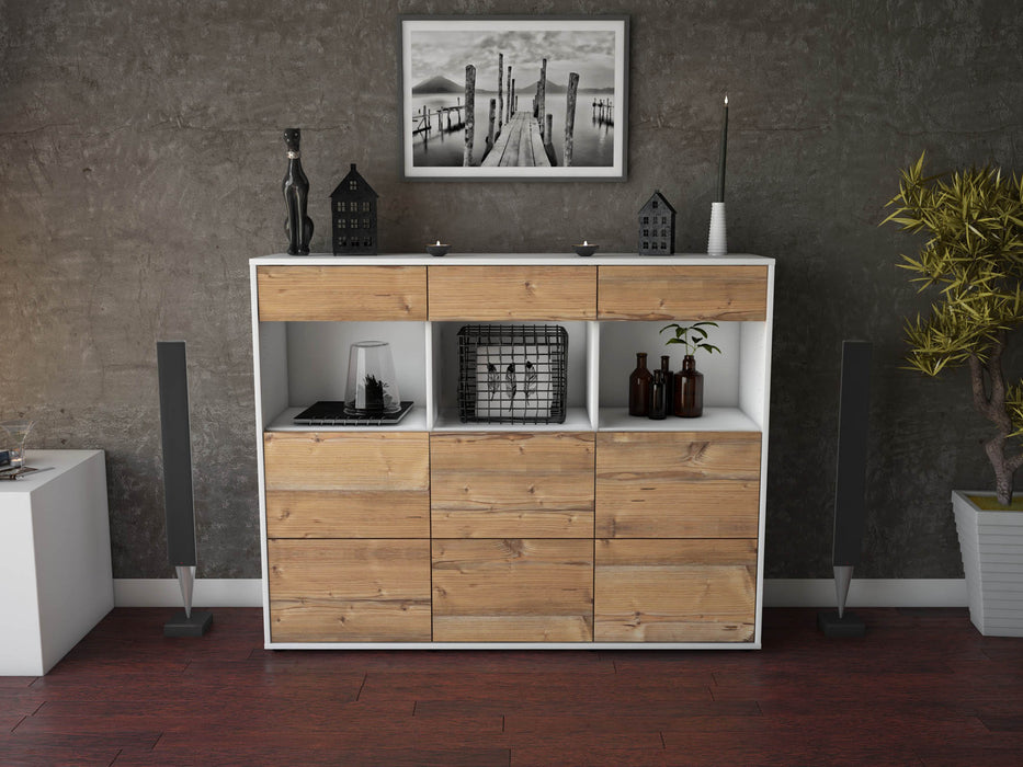 Highboard Stella, Pinie Front (136x108x35cm) - Stil.Zeit Möbel GmbH