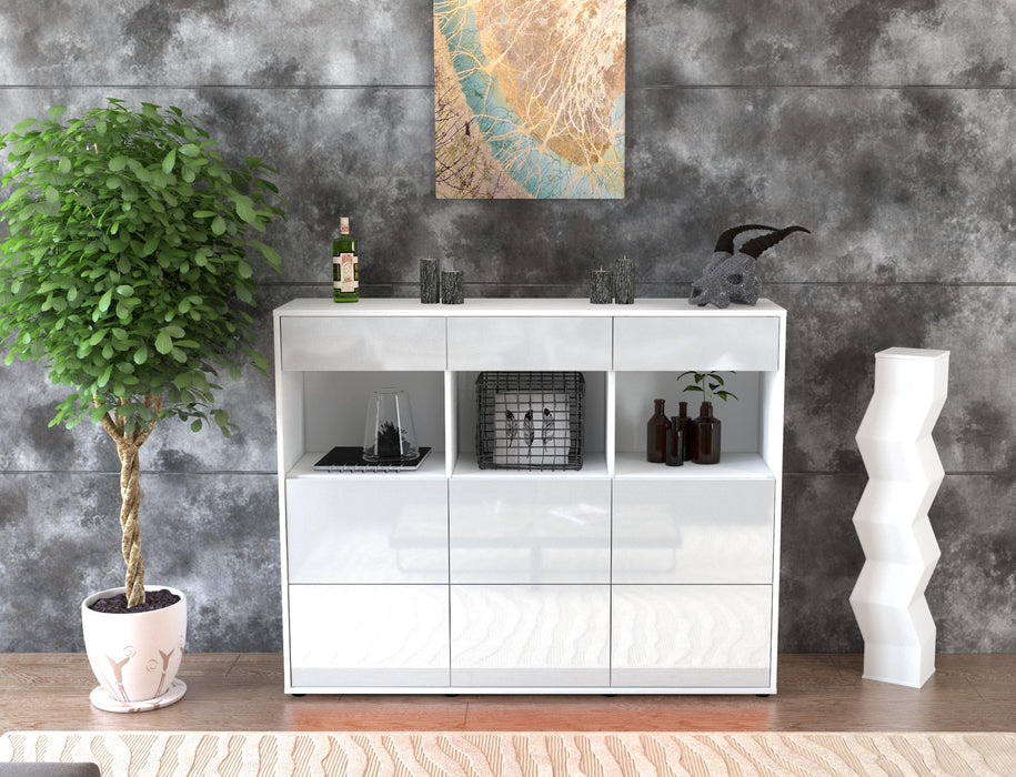 Highboard Stella, Weiß Front (136x108x35cm) - Stil.Zeit Möbel GmbH