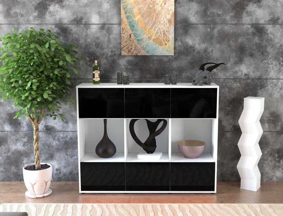 Highboard Suna, Schwarz Front (136x108x35cm) - Stil.Zeit Möbel GmbH