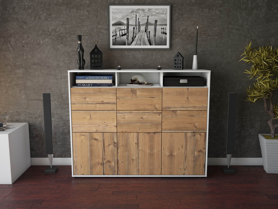 Highboard Tatiana, Pinie Front (136x108x35cm) - Stil.Zeit Möbel GmbH