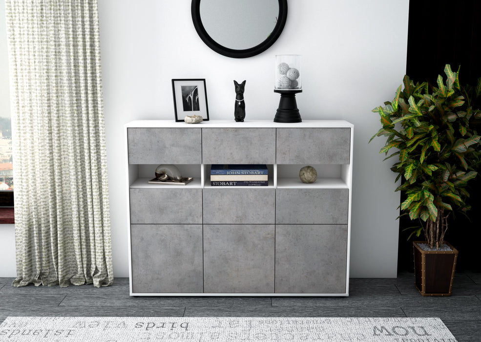 Highboard Teresa, Beton Front (136x108x35cm) - Stil.Zeit Möbel GmbH