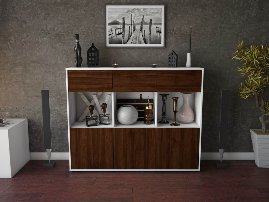 Highboard Tessa, Walnuss Front (136x108x35cm) - Stil.Zeit Möbel GmbH