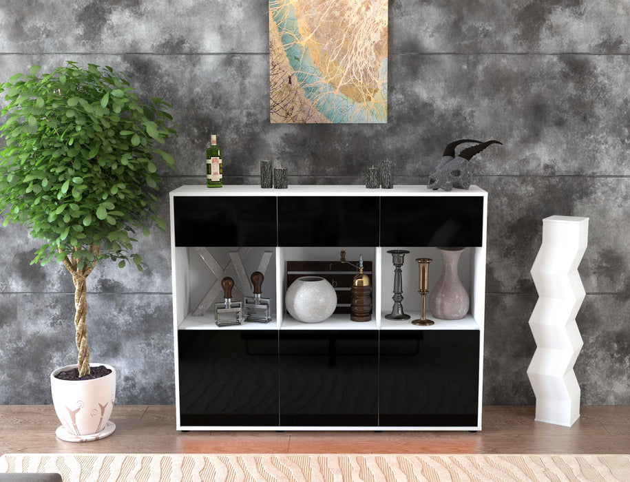 Highboard Tessa, Schwarz Front (136x108x35cm) - Stil.Zeit Möbel GmbH