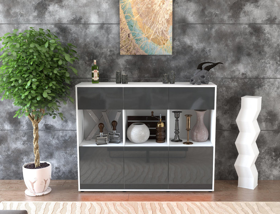 Highboard Tessa, Grau Front (136x108x35cm) - Stil.Zeit Möbel GmbH