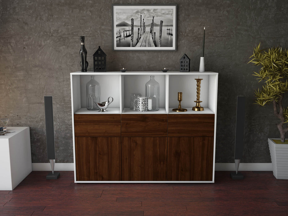 Highboard Theresia, Walnuss Front (136x108x35cm) - Stil.Zeit Möbel GmbH