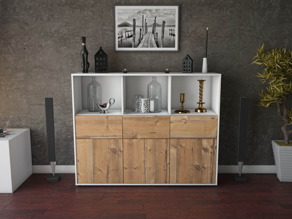 Highboard Theresia, Pinie Front (136x108x35cm) - Stil.Zeit Möbel GmbH