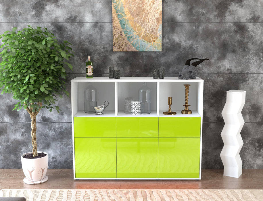 Highboard Theresia, Grün Front (136x108x35cm) - Stil.Zeit Möbel GmbH