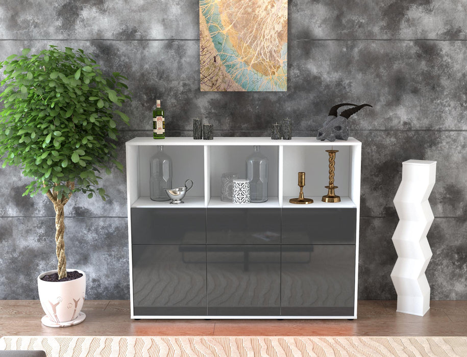 Highboard Theresia, Grau Front (136x108x35cm) - Stil.Zeit Möbel GmbH