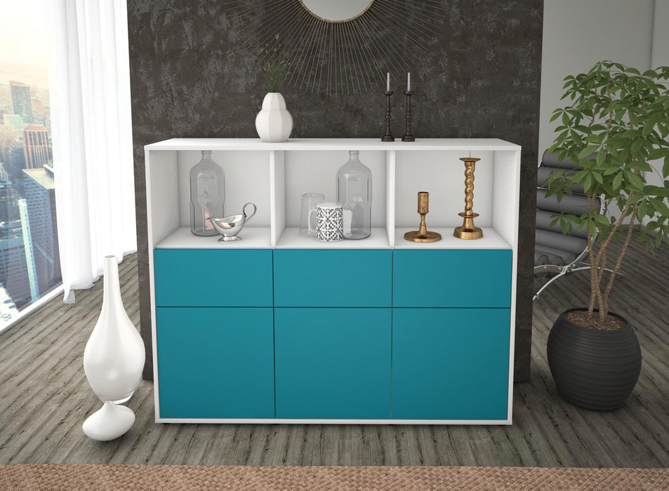 Highboard Theresia, Türkis Front (136x108x35cm) - Stil.Zeit Möbel GmbH