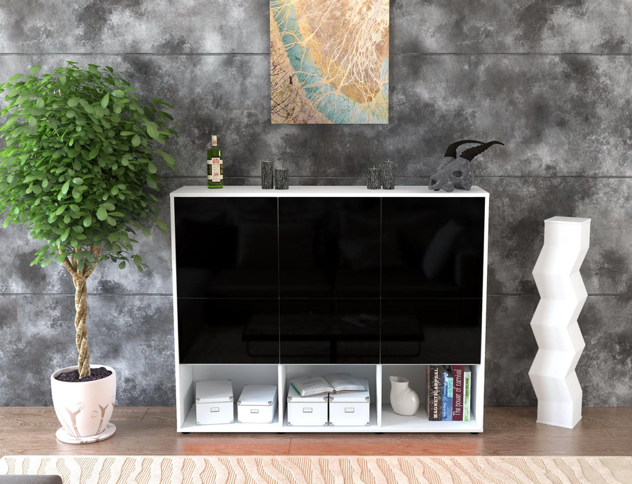 Highboard Zaccaria, Schwarz Front (136x108x35cm) - Stil.Zeit Möbel GmbH