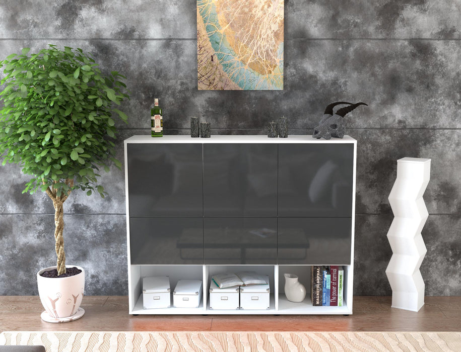 Highboard Zaccaria, Grau Front (136x108x35cm) - Stil.Zeit Möbel GmbH