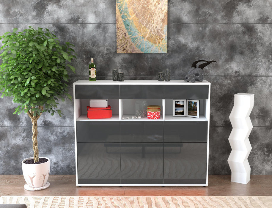 Highboard Tina, Grau Front (136x108x35cm) - Stil.Zeit Möbel GmbH