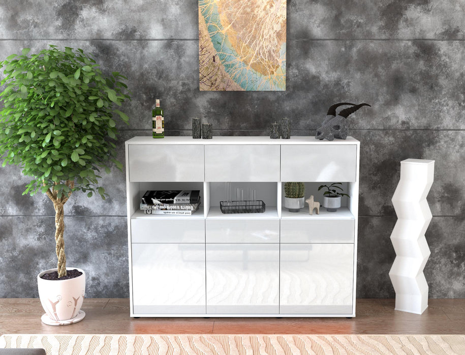 Highboard Tizia, Weiß Front (136x108x35cm) - Stil.Zeit Möbel GmbH