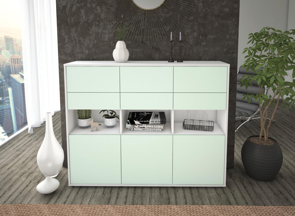 Highboard Tiziana, Mint Front (136x108x35cm) - Stil.Zeit Möbel GmbH