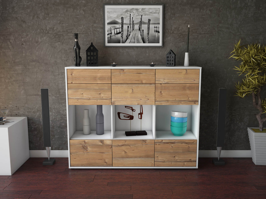 Highboard Tonja, Pinie Front (136x108x35cm) - Stil.Zeit Möbel GmbH