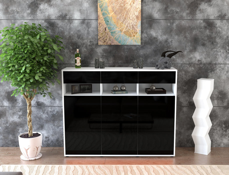 Highboard Tosca, Schwarz Front (136x108x35cm) - Stil.Zeit Möbel GmbH