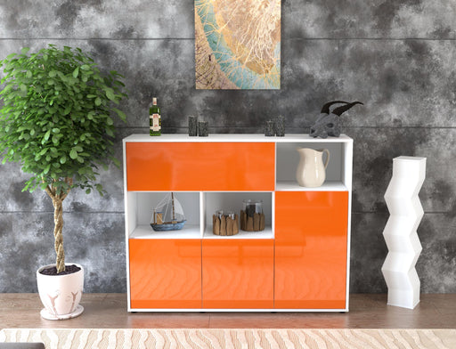 Highboard Valenzia, Orange Front (136x108x35cm) - Stil.Zeit Möbel GmbH