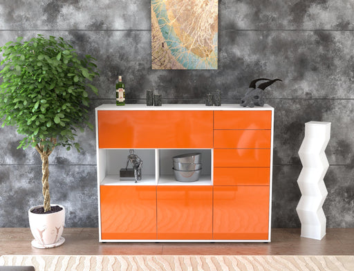 Highboard Vanda, Orange Front (136x108x35cm) - Stil.Zeit Möbel GmbH