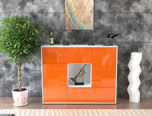 Highboard Veronica, Orange Front (136x108x35cm) - Stil.Zeit Möbel GmbH