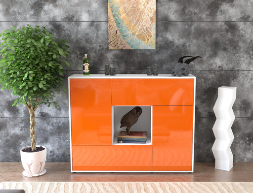 Highboard Vicky, Orange Front (136x108x35cm) - Stil.Zeit Möbel GmbH