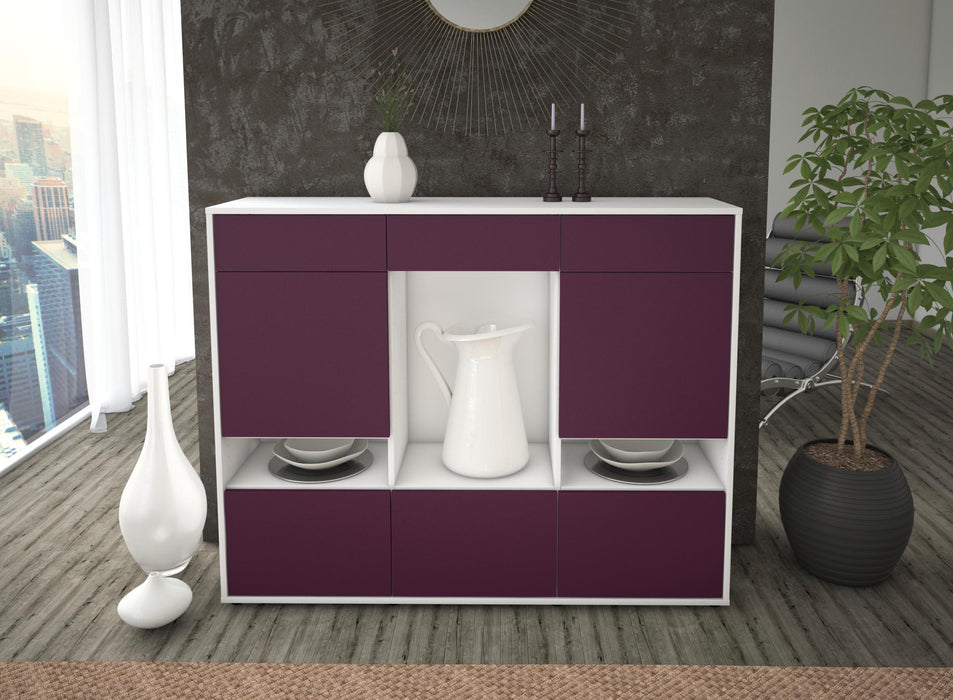 Highboard Viola, Lila Front (136x108x35cm) - Stil.Zeit Möbel GmbH