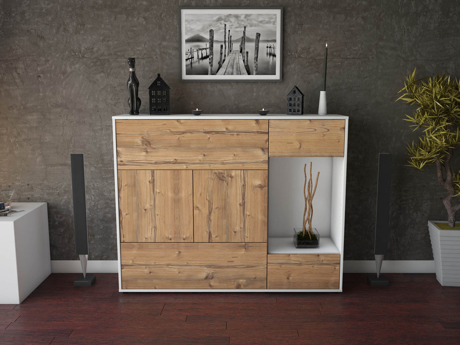 Highboard Violetta, Pinie Front (136x108x35cm) - Stil.Zeit Möbel GmbH