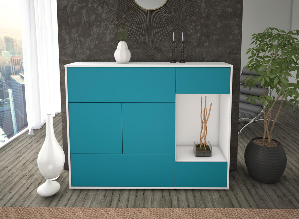 Highboard Violetta, Türkis Front (136x108x35cm) - Stil.Zeit Möbel GmbH