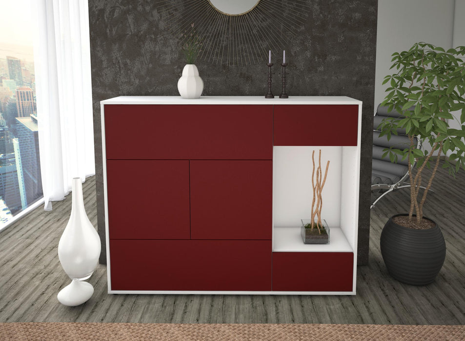 Highboard Violetta, Bordeaux Front (136x108x35cm) - Stil.Zeit Möbel GmbH