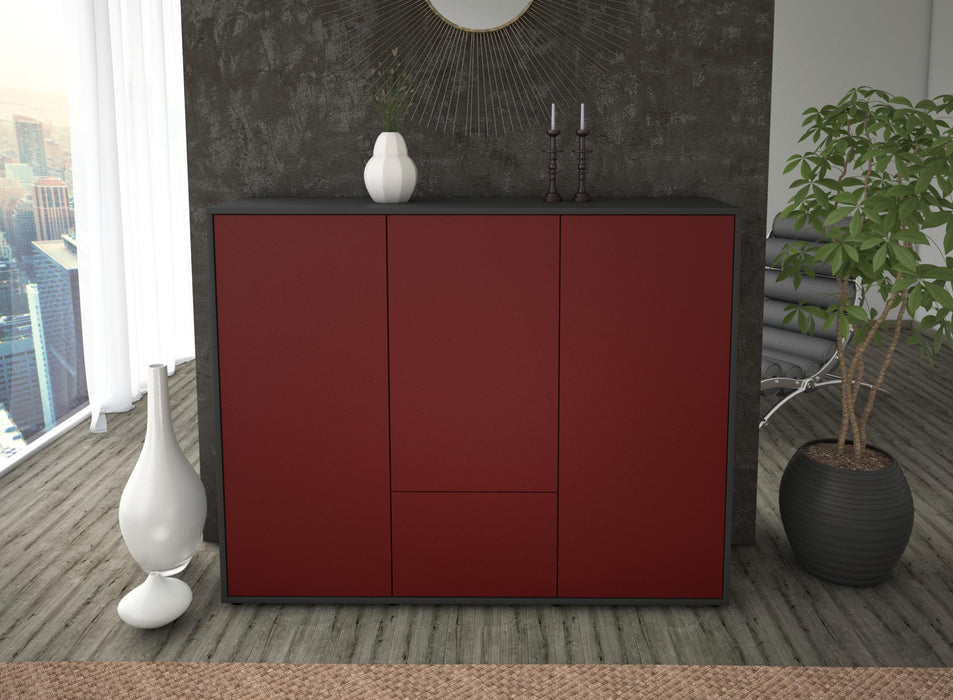 Highboard Maaria, Bordeaux Front (136x108x35cm) - Stil.Zeit Möbel GmbH