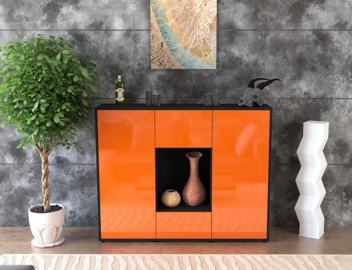 Highboard Manuela, Orange Front (136x108x35cm) - Stil.Zeit Möbel GmbH