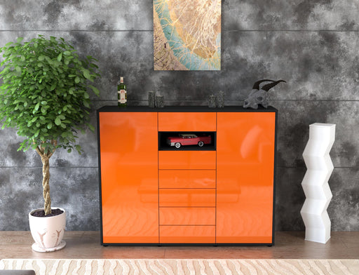 Highboard Maria, Orange Front (136x108x35cm) - Stil.Zeit Möbel GmbH