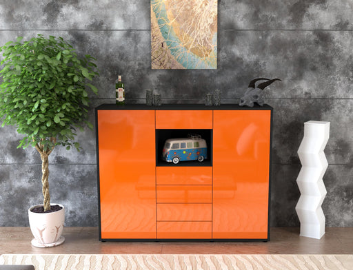Highboard Marie, Orange Front (136x108x35cm) - Stil.Zeit Möbel GmbH