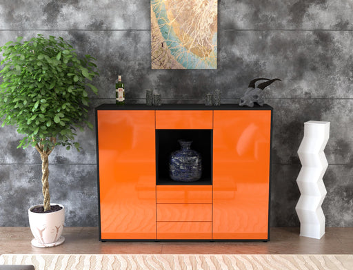 Highboard Mariella, Orange Front (136x108x35cm) - Stil.Zeit Möbel GmbH