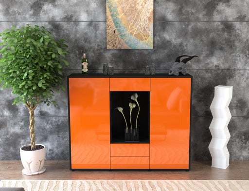 Highboard Marilena, Orange Front (136x108x35cm) - Stil.Zeit Möbel GmbH