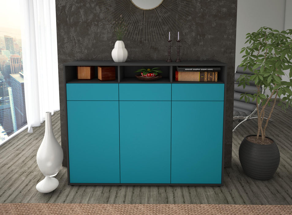 Highboard Marta, Türkis Front (136x108x35cm) - Stil.Zeit Möbel GmbH