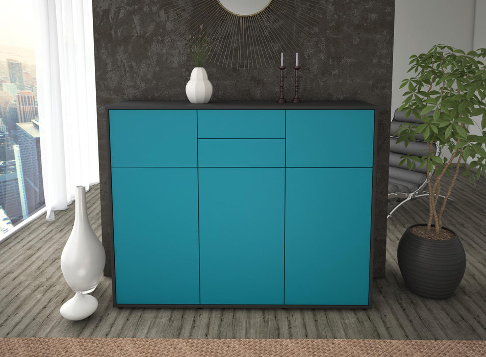 Highboard Matea, Türkis Front (136x108x35cm) - Stil.Zeit Möbel GmbH