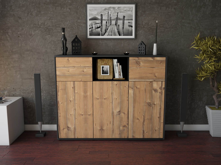 Highboard Melanie, Pinie Front (136x108x35cm) - Stil.Zeit Möbel GmbH