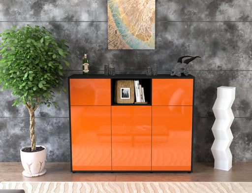 Highboard Melanie, Orange Front (136x108x35cm) - Stil.Zeit Möbel GmbH