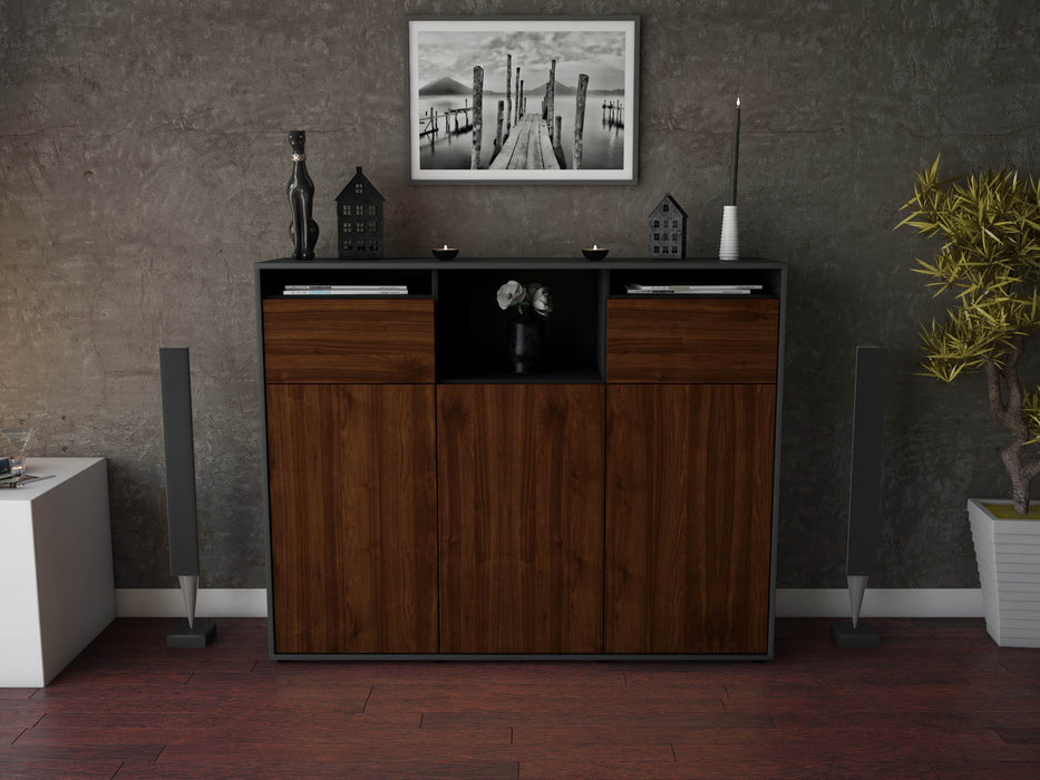 Highboard Melena, Walnuss Front (136x108x35cm) - Stil.Zeit Möbel GmbH