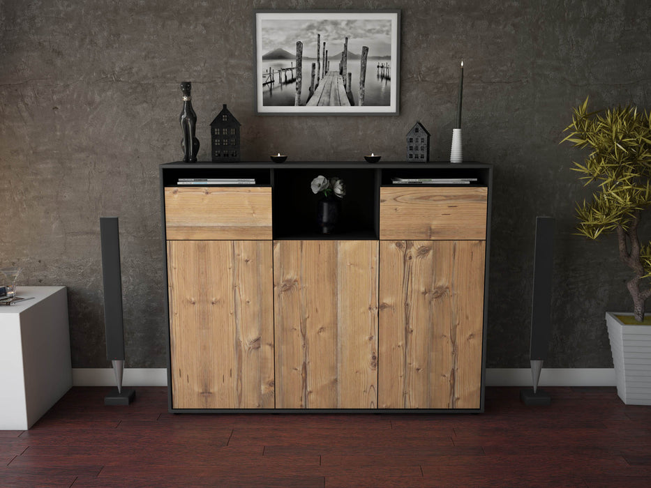 Highboard Melena, Pinie Front (136x108x35cm) - Stil.Zeit Möbel GmbH