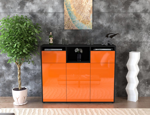 Highboard Melena, Orange Front (136x108x35cm) - Stil.Zeit Möbel GmbH