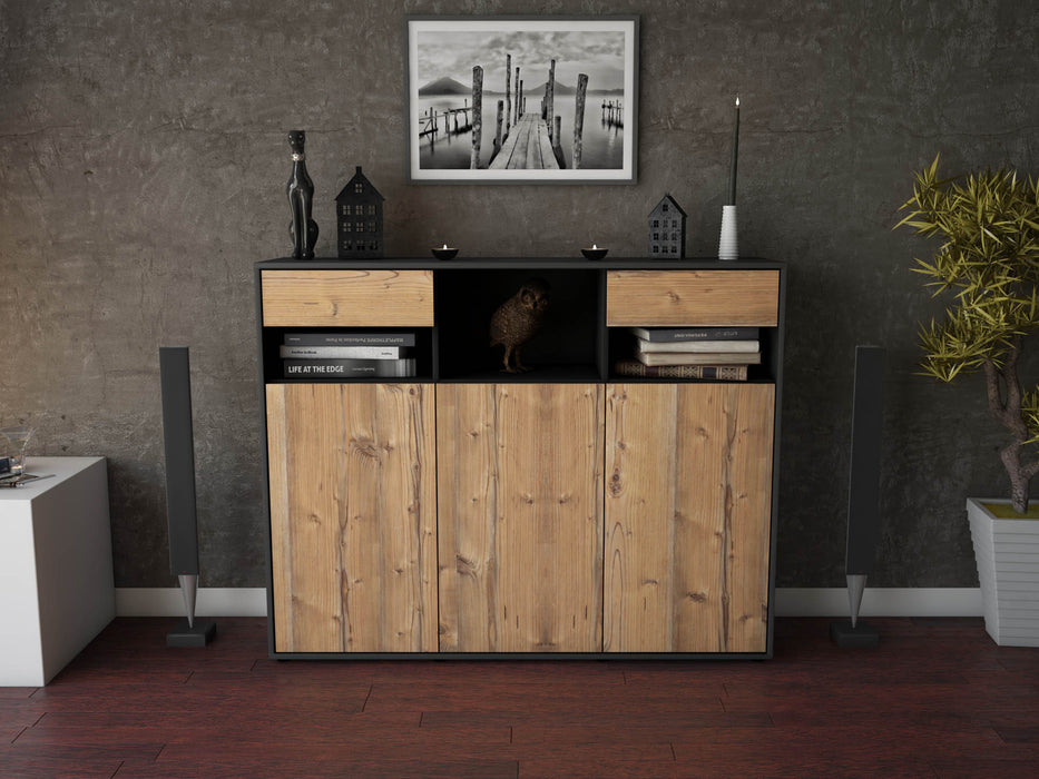 Highboard Mena, Pinie Front (136x108x35cm) - Stil.Zeit Möbel GmbH